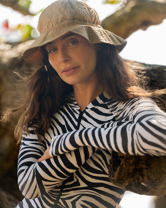 Bardot Zebra Long Sleeve Swimsuit