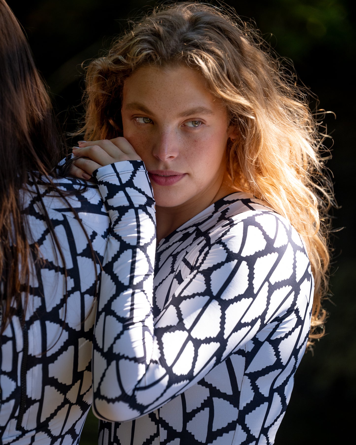 Lily Geometric Long Sleeve Swimsuit