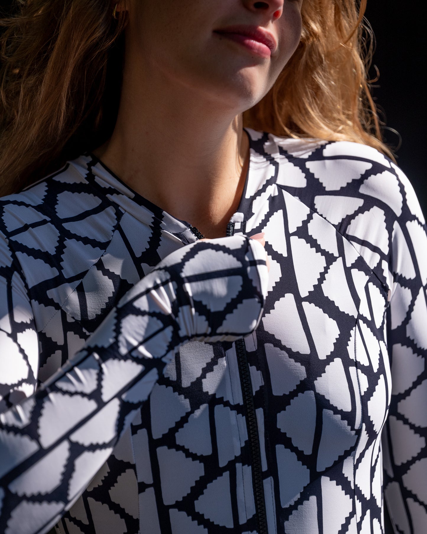 Lily Geometric Long Sleeve Swimsuit