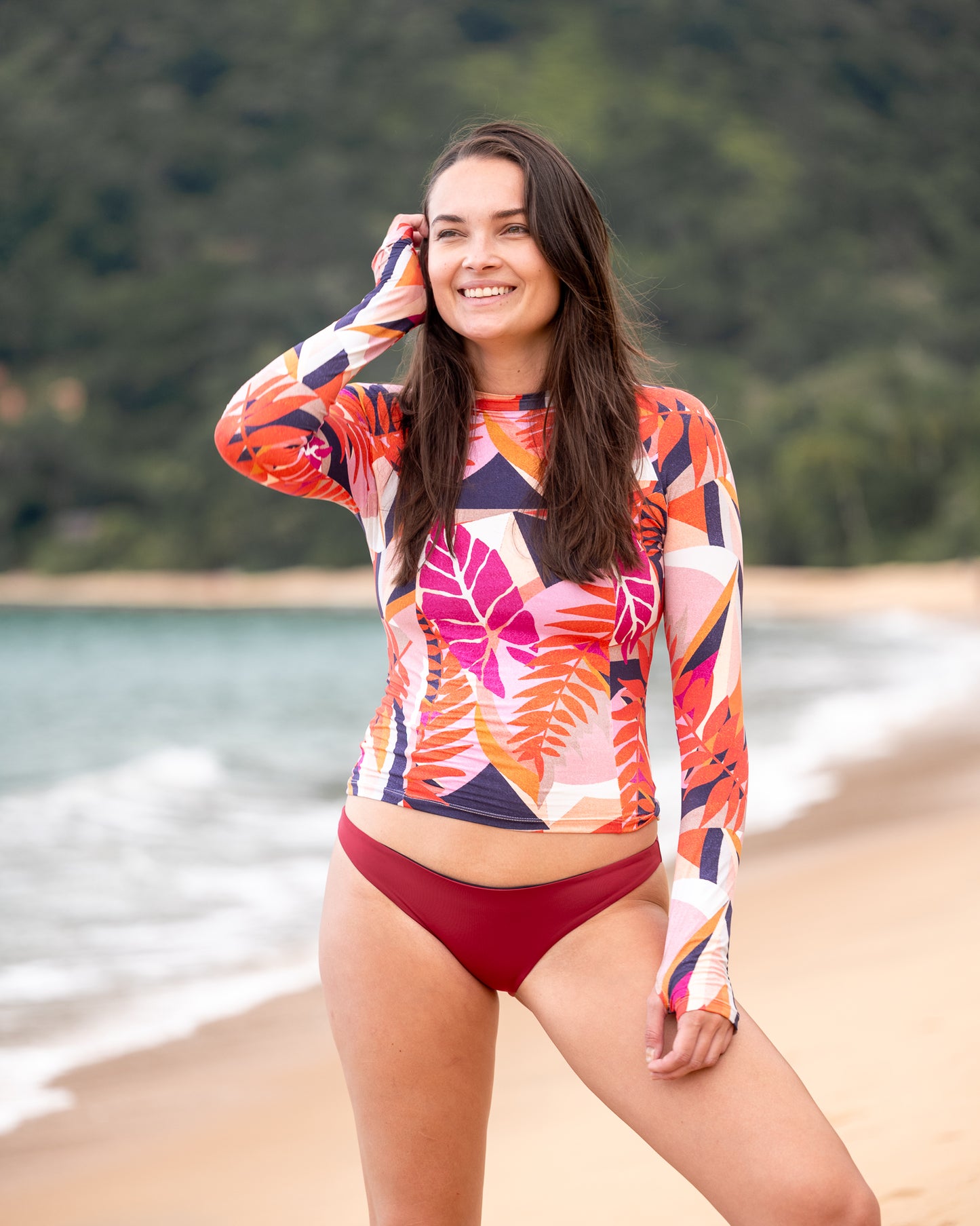 Camiseta de manga comprida com proteção UV permanente