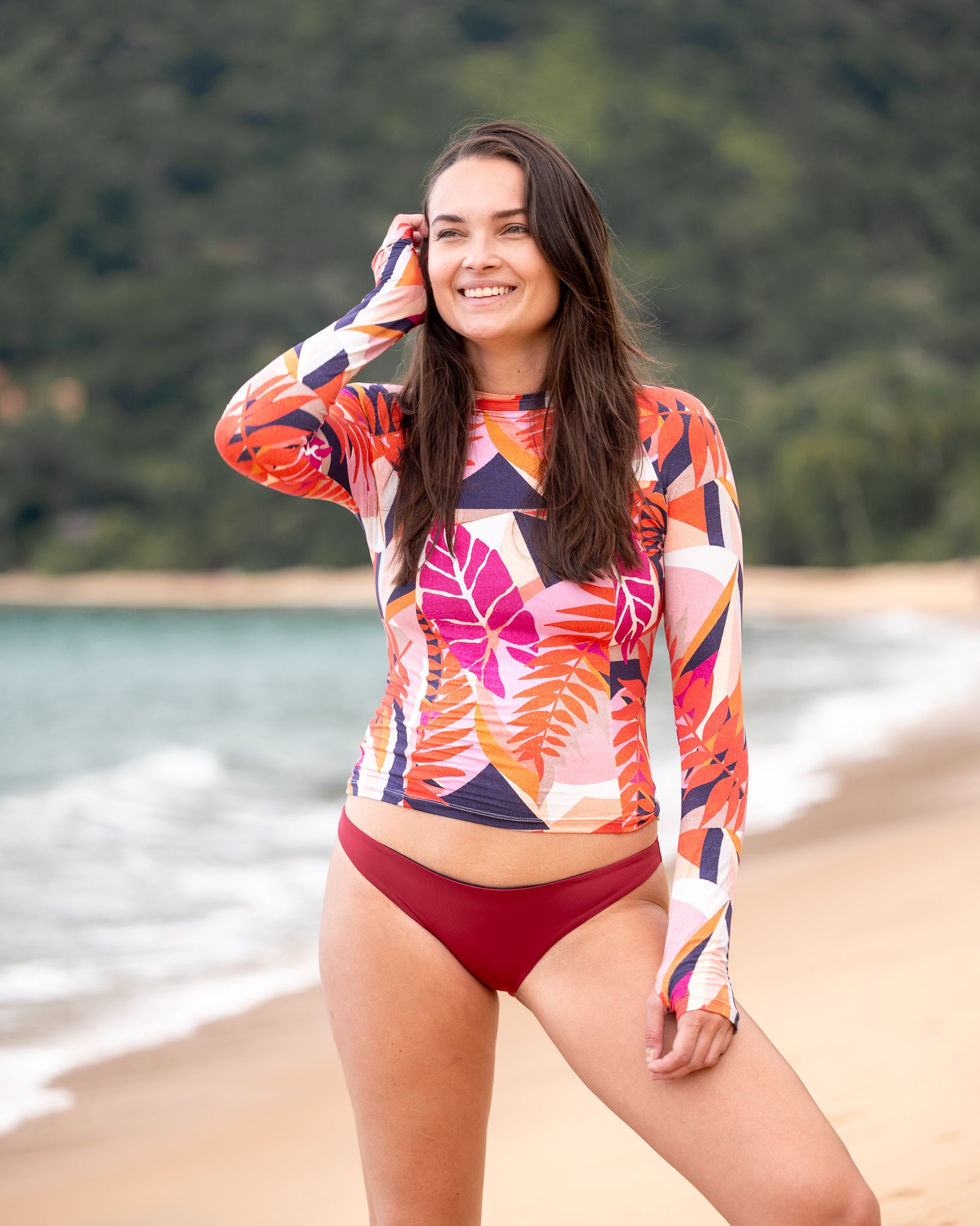 Camiseta de manga comprida com proteção UV permanente