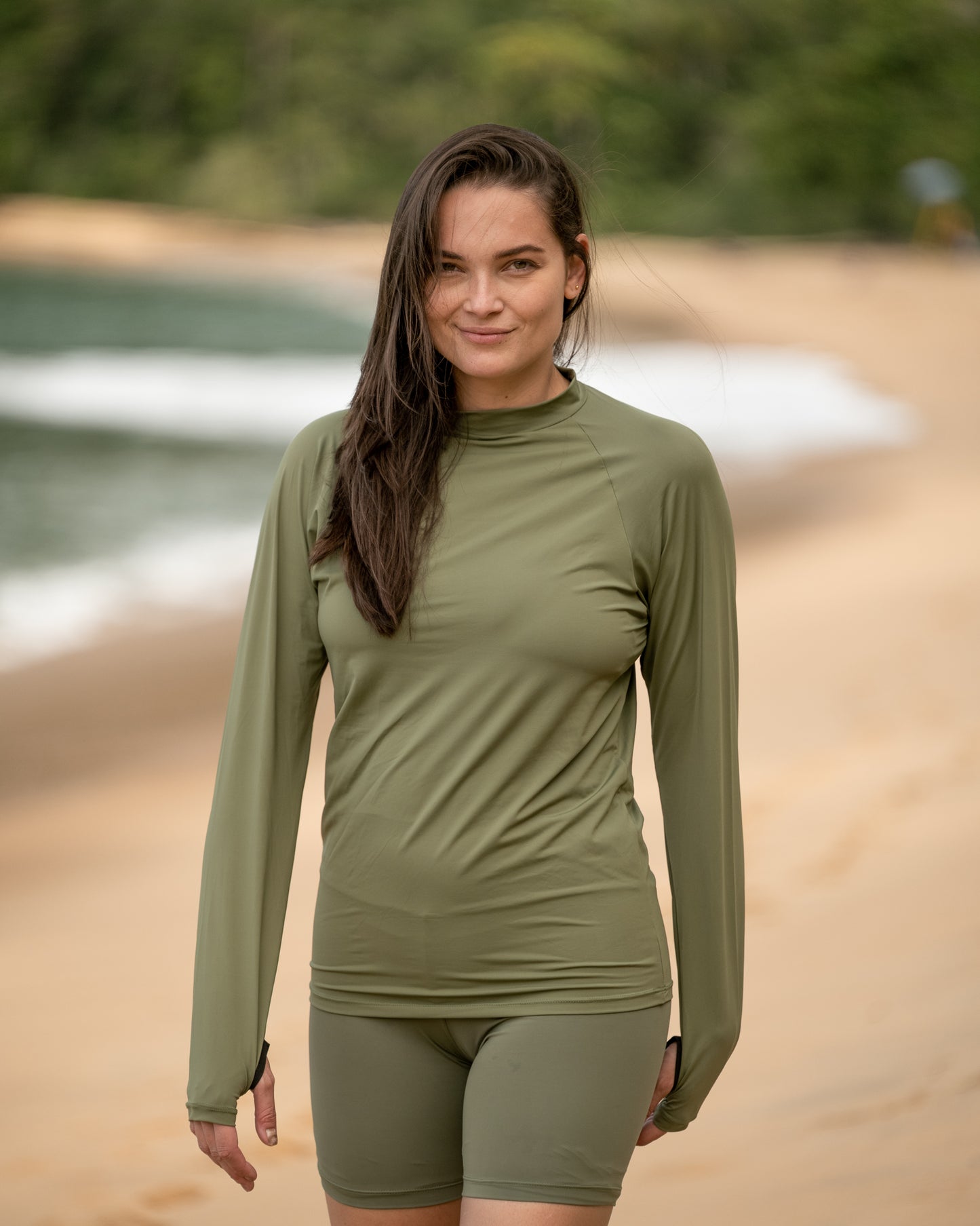 Unisex Long Sleeve UV Olive T-Shirt