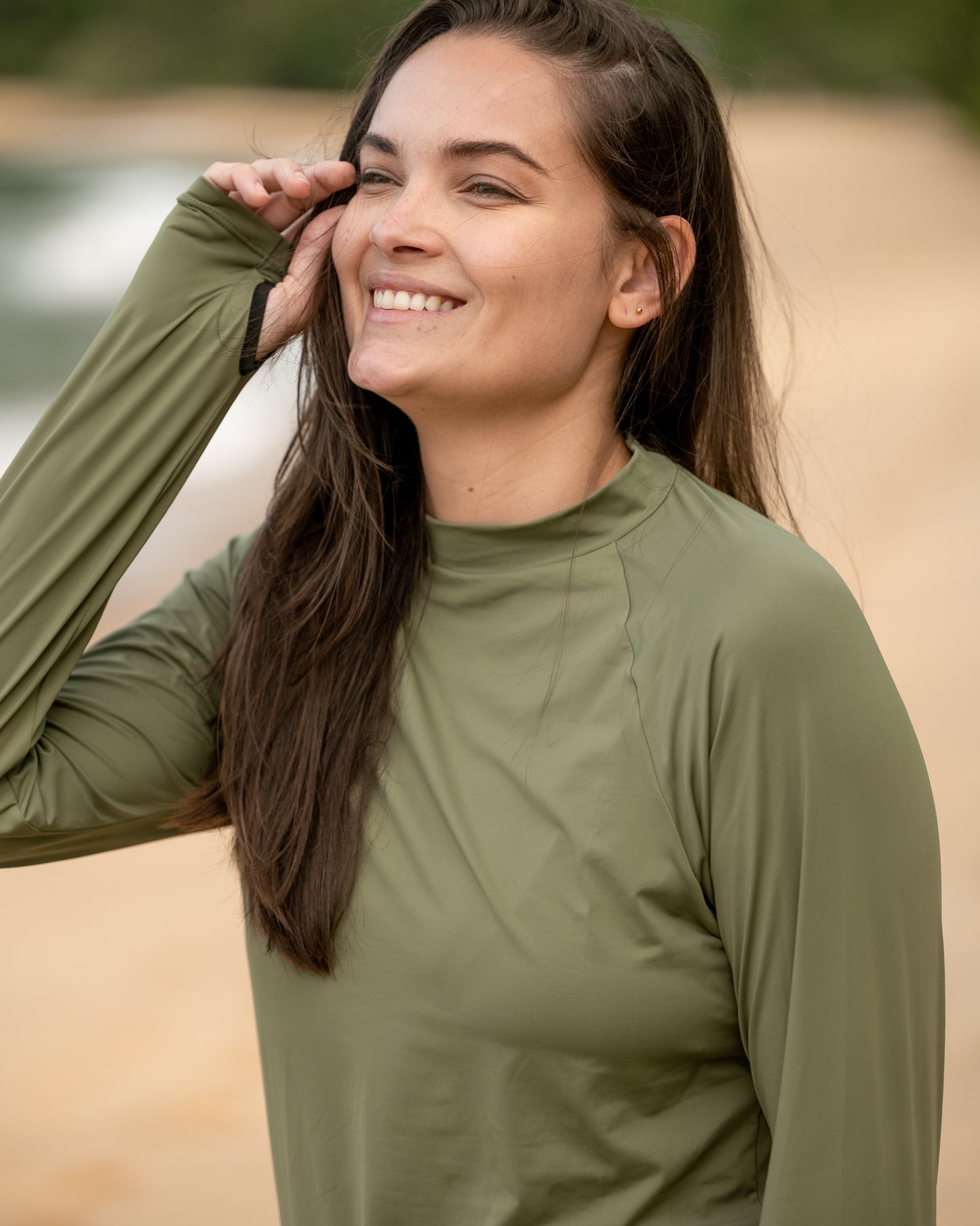 Unisex Long Sleeve UV Olive T-Shirt