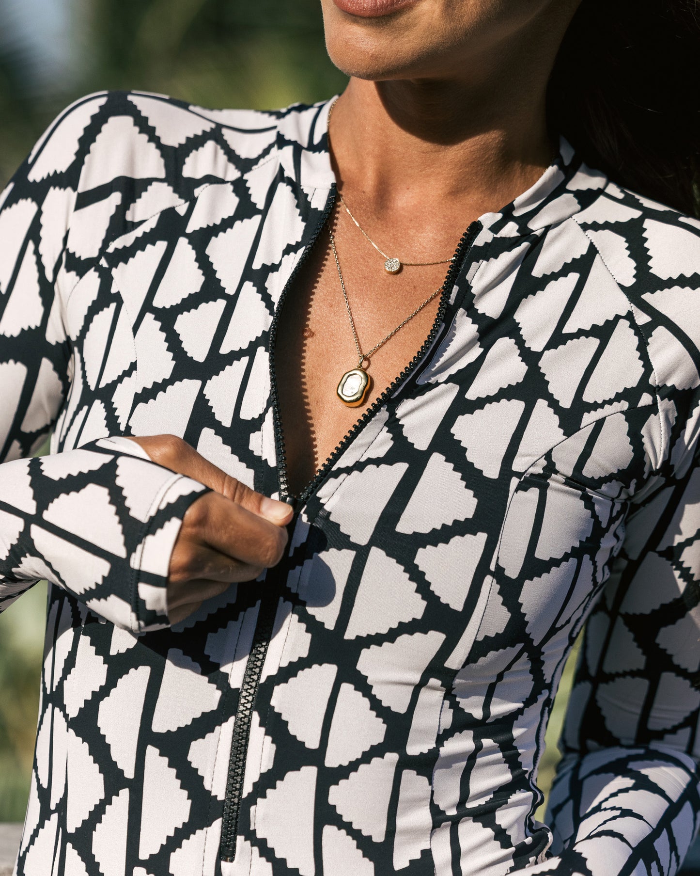 Lily Geometric Long Sleeve Swimsuit